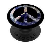 Simbolo di pace mondiale con sfondo terra del segno di pace mondiale PopSockets PopGrip Adesivo