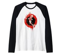 Simbolo Enso del cerchio Zen dell'arte giapponese dell'inchiostro di Koi Fish Maglia con Maniche Raglan