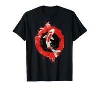Simbolo Enso del cerchio Zen dell'arte giapponese dell'inchiostro di Koi Fish Maglietta