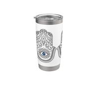 Simbolo Hamsa Blu Evil Eye Ornamento Yoga Bicchiere termico in acciaio inox doppia parete