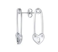 Simbolo Ispiratore Della Graffetta Dell'Amore Con Lucchetto A Goccia Orecchini A Perno Di Sicurezza Con Cuore Dolce Per Le Donne Adolescenti .925 Sterling Silver