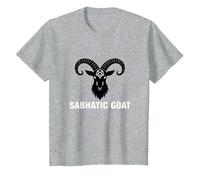 Simbolo Mistico Occulto della Capra sabbatica di Baphomet Maglietta, Bambini, Grigio Melange, 8 Anni