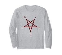Simbolo Pentagramma del leviatano diabolico Rosso Nero Maglia a Manica