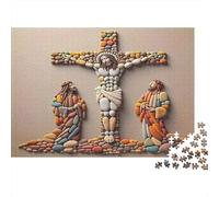 Simbolo Religioso Puzzle 1000 Pezzi Carta per Adulti Croce Scena Pasquale Gioco di Puzzle 1000 Pezzi Relax Decorazione Regalo 38x26cm/1000pcs