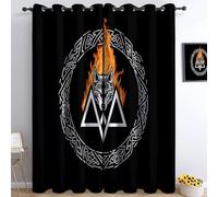 Simbolo Runico Vichingo Tende Oscuranti Interni Isolanti Termiche con Anelli Tenda Finestra per Camera da Letto e Soggiorno Tende per Salotto 2 Pezzi, 140 x 160 cm, Nero