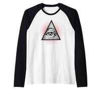 Simbolo Segreto della Piramide mistica degli Illuminati dell'occhio Che Vede Maglia con Maniche Raglan