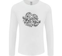 Simbolo Valknut Con Corvi Viking Uomo Manica Lunga T-Shirt