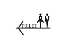 Simbolo WC Bagno Cartello for porta del bagno for uomo e donna, con lettere, montaggio a parete, creativo, da appendere, con freccia guida for WC a doppia faccia(Color-06)