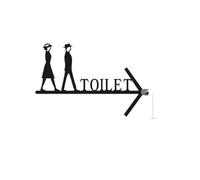 Simbolo WC Bagno Cartello for porta del bagno for uomo e donna, con lettere, montaggio a parete, creativo, da appendere, con freccia guida for WC a doppia faccia(Color-03)