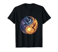 Simbolo Yin Yang Fatto di Un Drago e Una Fenice Maglietta