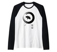 Simbolo Zen giapponese Foglia di Ginkgo Enso Circle Art Maglia con Maniche Raglan
