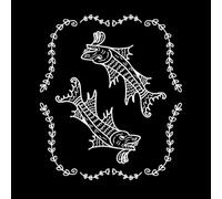 simbolo zodiacale oroscopo pesci in stile bestiario incorniciato da ramoscelli e foglie stampa perfetta Decorazioni murali in vinile 49.2x57.7cm Non cade Bianco