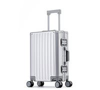 Simcat All Aluminum Carry On Luggage, Large Suitcase Hard Shell, Zip Luggage with Double TSA, Silent Wheels (argento, 36 x 20 x 50 cm)