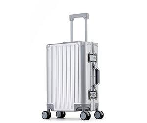 Simcat All Aluminum Carry On Luggage, Large SuitCase Hard Shell, Zip Luggage with Double TSA, Silent Wheels, argento, 41x24x61cm, Oggi