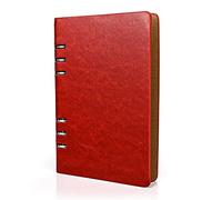 SIMDAO A5 Leather Notebook Refillable Recycled Journal 6 Holes Rings Loose Pocket Leather Refillable Hardcover Diary Notebook for Travel Girls Boys Women Men Adults