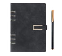 SIMDAO Taccuino formato A5, copertina in pelle PU con penna, diario ricaricabile, 6 fori, organizer per anelli, blocco note a righe, per lavoro, viaggi, scrittura, ufficio, 100 pagine/200 fogli