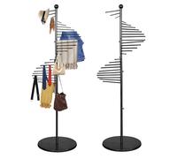 simdennr Supporto per sciarpa, gancio per sciallo, espositore commerciale, organizer in metallo a spirale con 30 aste, per sciarpe, cravatte, cinture, pantaloni, 170 cm x 42 cm (nero)