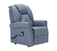 SIME FR-2 Poltrona Relax Elettrica Vibromassaggio Riscaldamento Roller Zero Gravity 2 mot reclina alzapersona Batt eria Maniglie Estensione PACK GOLD wireless Detraibile 19% antimacchia Blu denim