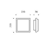 SIMES ZEN QUADRA Lampada da Parete Senza griglia Lato 220mm Grigio Alluminio 2700k