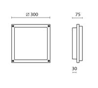 SIMES ZEN QUADRA Lampada da Parete Senza griglia Lato 300mm Grigio Alluminio 4000k