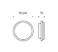 SIMES ZEN TONDA Lampada da Parete Senza griglia Diametro 240mm Grigio Alluminio 3000k