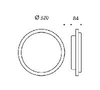 SIMES ZEN TONDA Lampada da Parete Senza griglia Diametro 320mm Grigio Alluminio 3000k