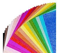 Simetufy Cartoncino glitterato, 40 fogli in 20 colori, cartoncino premium per Cricut, artigianato e progetti fai da te, carta scintillante per la creazione di biglietti, 250 g/m²