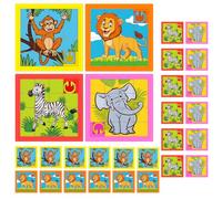 Simgoing 24 pezzi di puzzle con animali divertenti rompicapo giocattoli scimmia, zebra, leone, elefante, modello carino, sviluppa abilità di risoluzione dei problemi per l'apprendimento VBS scolastico