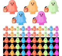 Simgoing 50 mini fantasmi di Halloween luminosi che si illuminano al buio, mini statue da nascondere e cercare dolcetto o scherzetto, regalo per feste di Halloween, bomboniere giocattolo per casa