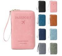 Similarbe Multi-functional Passport Wallet, Essential Travel Anti-Theft Wallet Storage Case, Credit Cards Case Holder for Women Men (Pink)