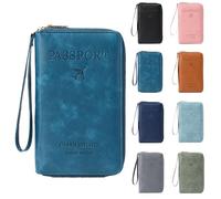 Similarbe Multi-functional Passport Wallet, Essential Travel Anti-Theft Wallet Storage Case, Credit Cards Case Holder for Women Men (Peacock Blue)