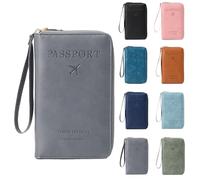 Similarbe Multi-functional Passport Wallet, Essential Travel Anti-Theft Wallet Storage Case, Credit Cards Case Holder for Women Men (Gray)