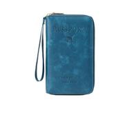 Similarbe - Portafoglio multifunzione per passaporto, antifurto, per oggetti essenziali da viaggio, per uomini e donne, organizer sicuro per carte d'identità con protezione antifurto, Blu pavone, 7.48