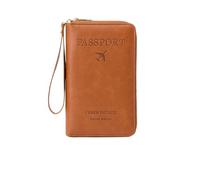 Similarbe - Portafoglio multifunzione per passaporto, antifurto, per oggetti essenziali da viaggio, per uomini e donne, organizer sicuro per carte d'identità con protezione antifurto, Marrone, 7.48