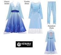 Simile Frozen Vestito Carnevale Elsa 2 - Set Cosplay Elsa Costume Dress FROZ007