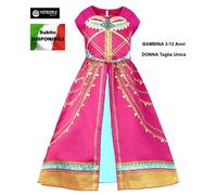 Simile Jasmine Vestito Carnevale Fucsia Bimba Donna Cosplay Costume JASMDIR01 SD