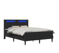 Similpelle letto con testiera design LED USB Componibile Nero 140x200cm | Letto con testiera in similpelle Nero 140x200 cm con luci LED USB e spazio contenitore sottoletto