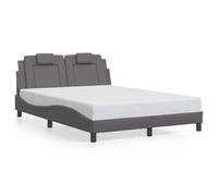 Similpelle resistente alle macchie con testiera imbottita Grigio 120x200 cm | Giroletto Viana senza Materasso Crema 120x200 cm in Similpelle Letto con Testiera Imbottita Struttura Metallica Design Onde