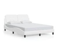 Similpelle resistente alle macchie con testiera imbottita Zadar Bianco | Giroletto Zadar Bianco 140x190 cm in Similpelle con Testiera Imbottita, Struttura Letto con Doghe in Compensato, Senza