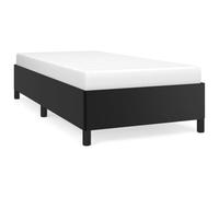Similpelle resistente alle macchie letto imbottito con gambe in legno Nero | Giroletto Nero 100x200 cm in Similpelle Letto Singolo con Doghe in Compensato, Telaio Robustezza Stabile con Gambe di
