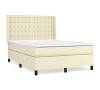 Similpelle resistente alle macchie Testiera regolabile 118 128 cm Crema | Giroletto a Molle con Materasso Crema 140x190 cm in Similpelle Letto Regolabile con Testiera e Coprimaterasso Incluso