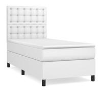 Similpelle resistente alle macchie Testiera regolabile 118 128 cm Letto | Letto a Molle con Materasso e Coprimaterasso Bianco 100x200 cm in Similpelle Regolabile con Testiera