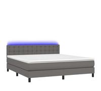 Similpelle resistente con contenitore e testiera regolabile Grigio | Giroletto Molle con Materasso Incluso e LED Grigio 160x200cm Similpelle Regina con Testiera Regolabile