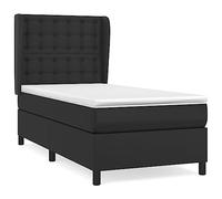 Similpelle resistente con Materasso a Molle Insacchettate Letto con | Giroletto a Molle con Materasso e Coprimaterasso Nero 100x200 cm in Similpelle Letto Regolabile con Testiera