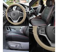 Similpelle Sedile Cuscino Secchio Coppia Nero Rosso W/Beige Volante Per SUV