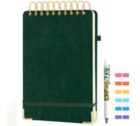 Simind Steno Pads Top Spiral Notebook, A5 Leather Hardcover Top Bound Steno Pads, 240 Pages 100 gsm Thick Lined Paper Left Handed Notebook Journal for School,Work,Meeting Writing, Green