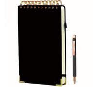 Simind Top Spiral Notebook 6x9 Leather Steno Pad 300 Pages Hardcover Steno Notebooks Top Spiral for Work Steno NotePad, 100 GSM Thick Paper, Left Handed Notebooks for Office College School, Black