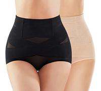 SIMIYA Mutande da donna modellanti per la pancia, a vita alta, per il controllo della pancia, morbido e confortevole, Nero + beige., S