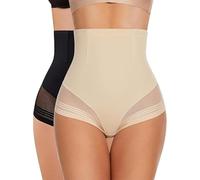 SIMIYA Mutande da Donna Modellanti, Shapewear per la Pancia, a Vita Alta, Corsetto, Nero e Beige., M