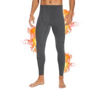 SIMIYA Mutande lunghe da uomo, confezione da 2 pezzi, pantaloni termici, imbottiti, lunghi, extra caldi, termici, grigio., S